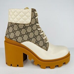 GUCCI Apollo GG Supreme Leather Kensington Supreme Platform Ankle Boots EU 40.5